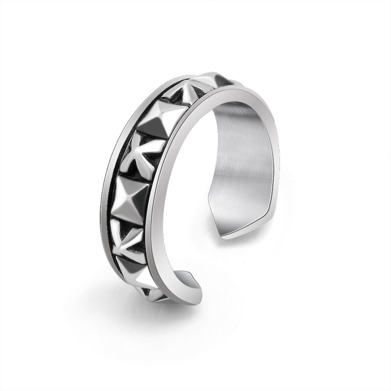 Vintage-Inspired Distressed Carved Couple Ring for Men and Women in Titanium Steel