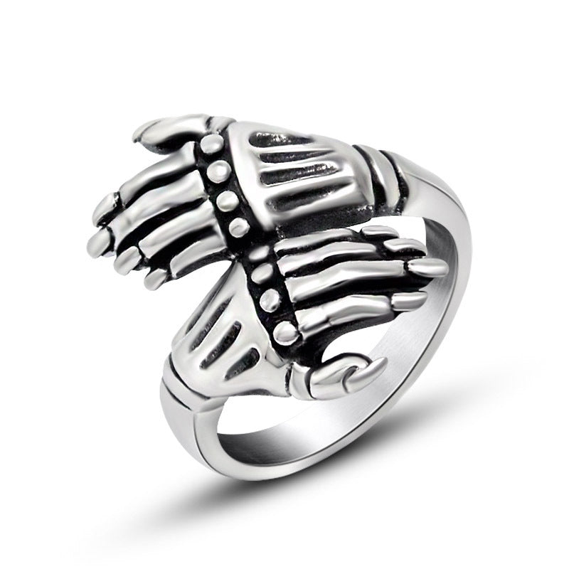 Punk Skull Dual Design Titanium Steel Ring for Men - Trendy Index Finger Accessory