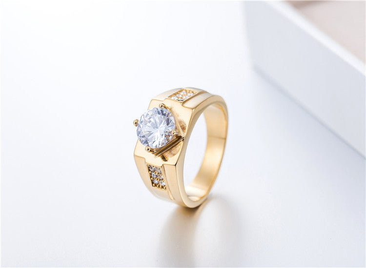 Korean Edition Men's Fashion Personalized Zircon Wedding Ring