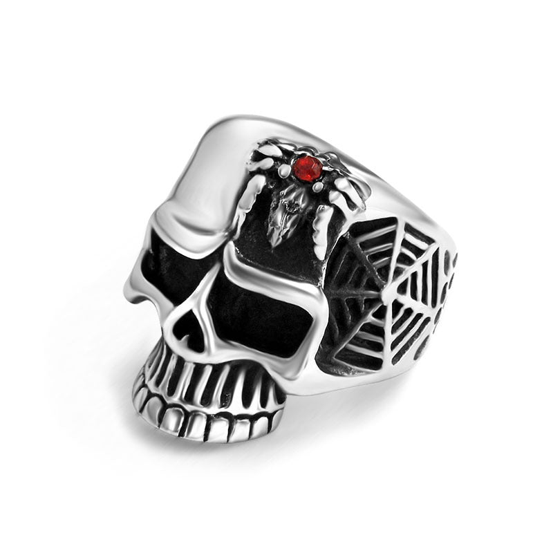 Retro Spider Skull Ring in Imitation Titanium Steel for Men - Vintage Rock Jewelry Accessories