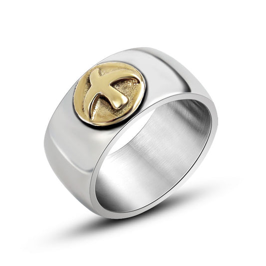 Personalized Retro Gold-Topped Titanium Steel Bird Ring for Men