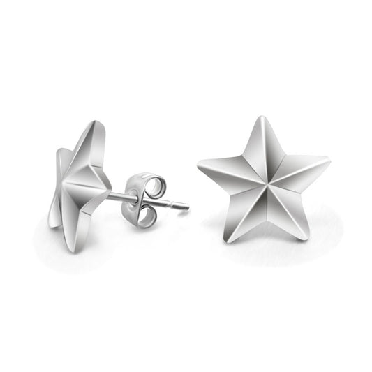 Personalized Titanium Steel Men’s Stud Earrings - Unique Glossy Pentagram Style