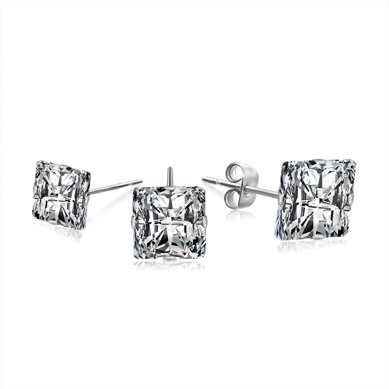 Elegant Zircon-Studded Titanium Steel Earrings for Women - Perfect Everyday Accessory