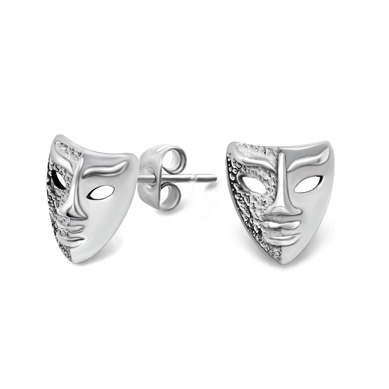 Personalized Retro Mask Titanium Steel Stud Earrings for Unisex - Trendy Wholesale Fashion Accessory