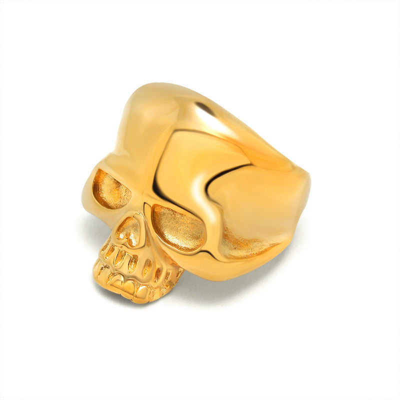 Titanium Steel Retro Skull Ring for Men - Personalized Dominating Ghost Head Design, Wholesale Available