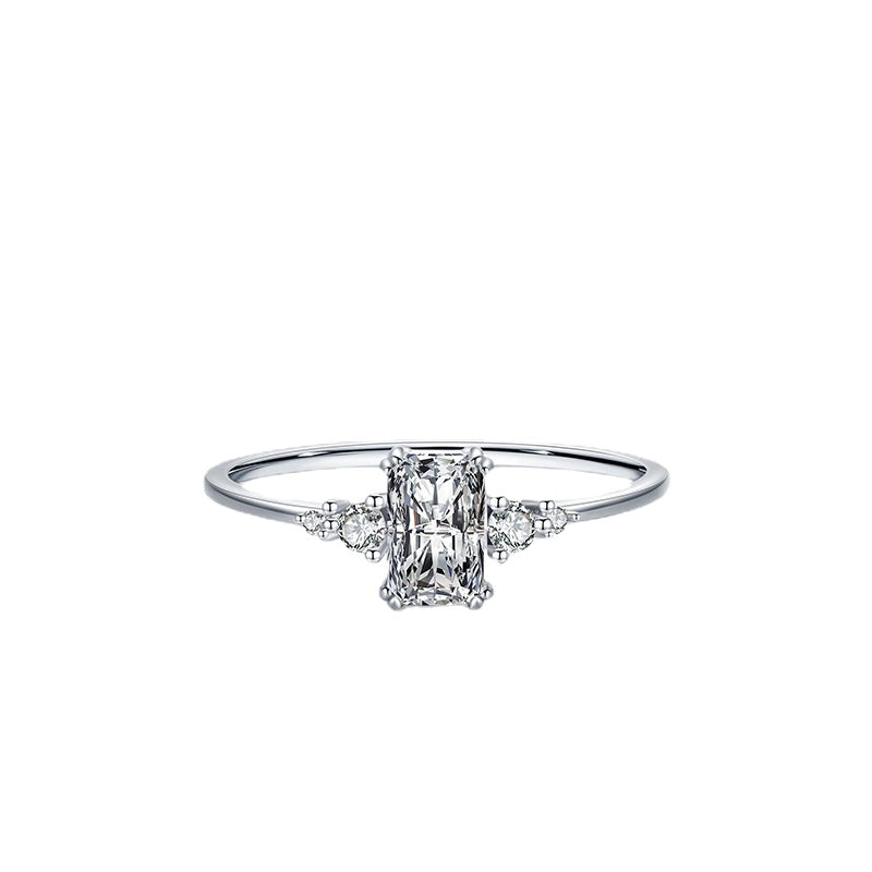 Classic 1 Carat Zircon Sterling Silver Ring for Versatile Temperament