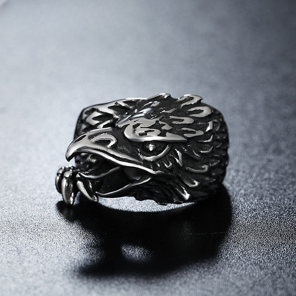 Personalized Retro Eagle Titanium Steel Ring for Men