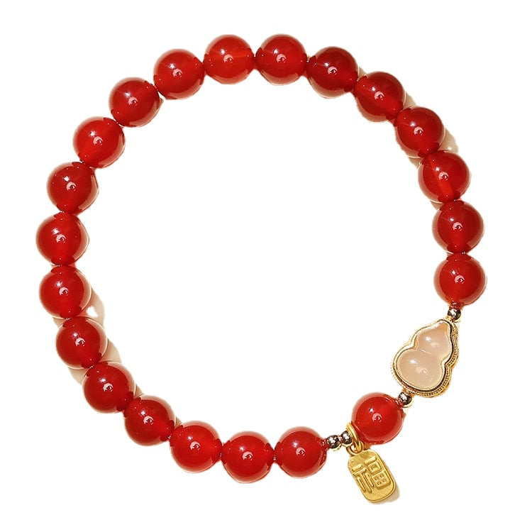 Red Agate and Jade Pendant Bracelet for Women