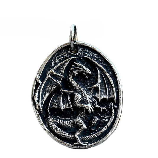 Vintage-Inspired Titanium Steel Dragon Pendant for Men – Cross-Border Retro Jewelry