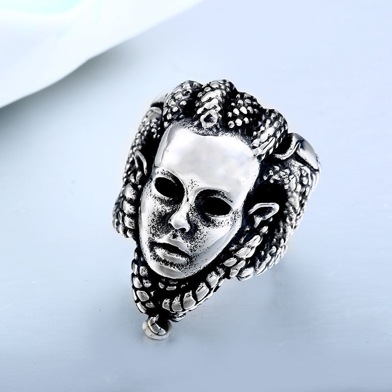 Creative Retro Medusa Snake Ring for Men - Stainless Steel Personality Jewelry