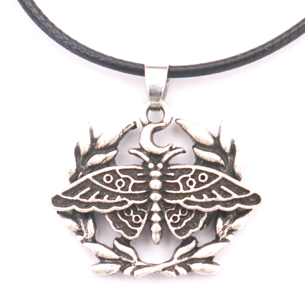 Mini Moon and Death Moth Necklace - European and American Style Men's Pendant