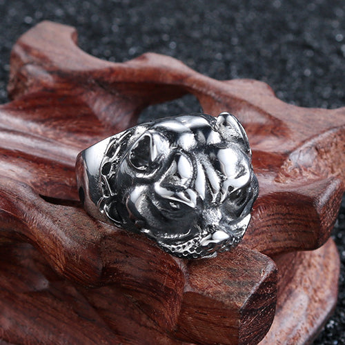 Retro Punk Titanium Steel Bulldog Ring for Men - European and American Style