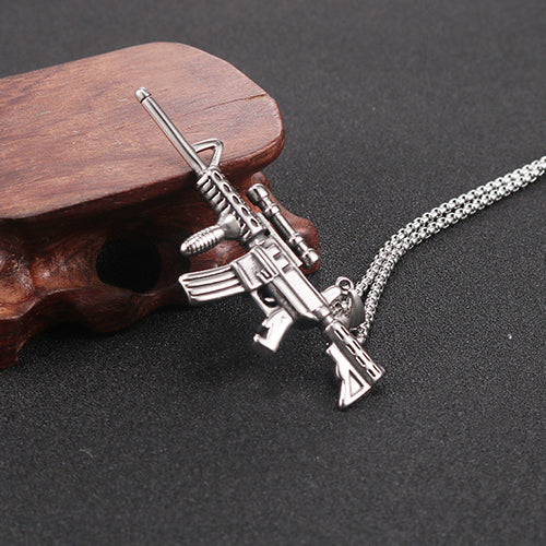 Stylish Hip Hop Titanium Steel AK47 Pendant for Men - European and American Fashion Jewelry