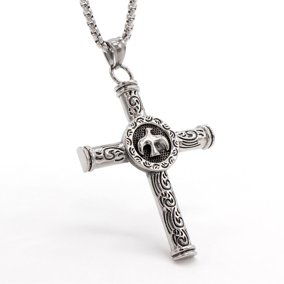 Peace Dove Celtic Cross Titanium Steel Necklace for Men