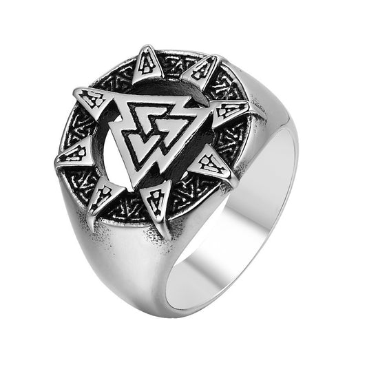 Norse Triangle Symbol Men's Titanium Steel Ring - Wholesale Foreign Trade Jewelry