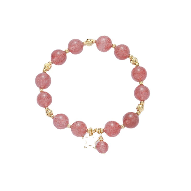 Sparkling Starlight Strawberry Crystal Bracelet Handpiece for Women - Forest Series