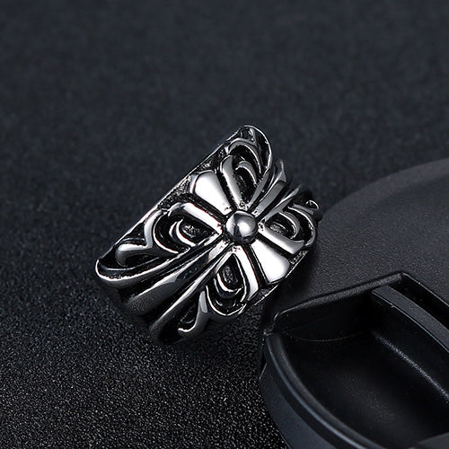 Stylish Titanium Steel Couples Ring - Korean-Inspired Simple Cross Design for Men and Women