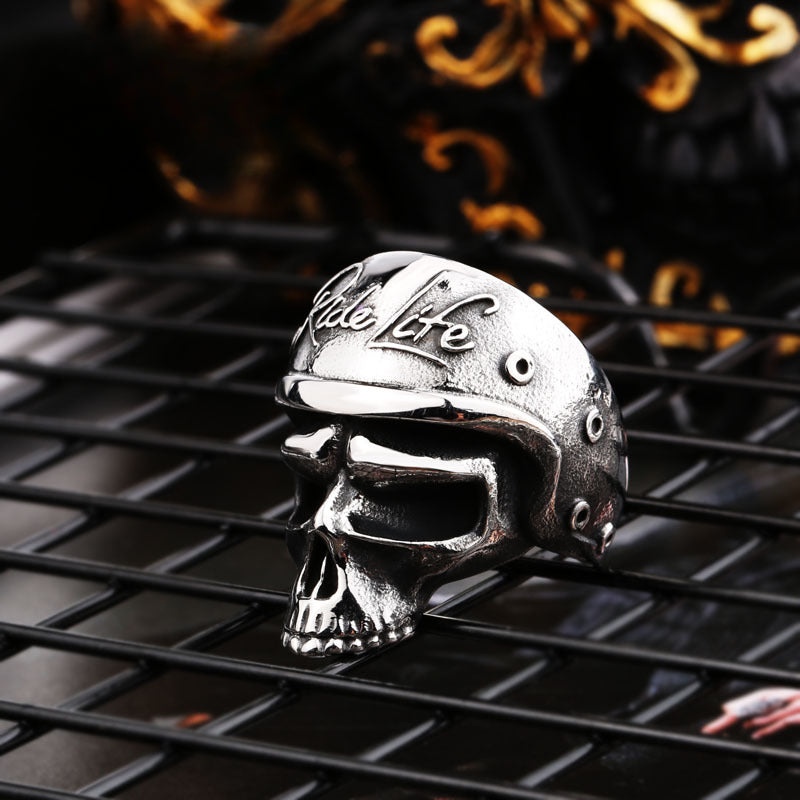 Men's Titanium Steel Skull Ring - Bold Locomotive Letter Design for the Fearless