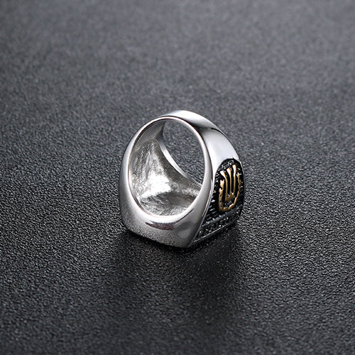 Men's Retro Diamond-Encrusted Masonic Stainless Steel Ring - European and American Fashion Jewelry