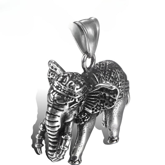 Bold Titan Mammoth Pendant - Personalized Retro Stainless Steel Jewelry for Men