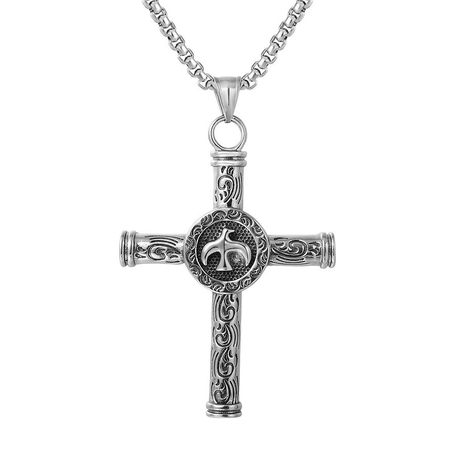 Peace Dove Celtic Cross Titanium Steel Necklace for Men