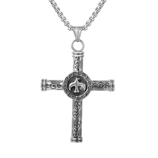 Peace Dove Celtic Cross Titanium Steel Necklace for Men