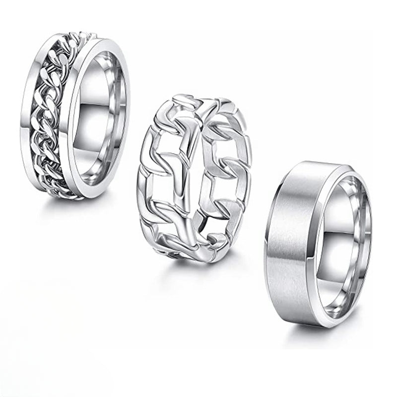 Sleek Titanium Steel Chain Ring for Stylish Men