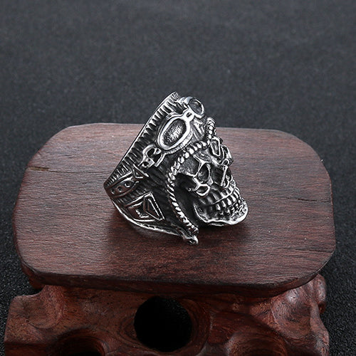 Titanium Steel Skull Ring for Men - Retro Punk Style Dominant Personality Jewelry