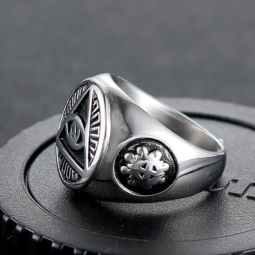 Trendy Titanium Steel Devil's Eye Ring for Men - European and American Fashion Statement