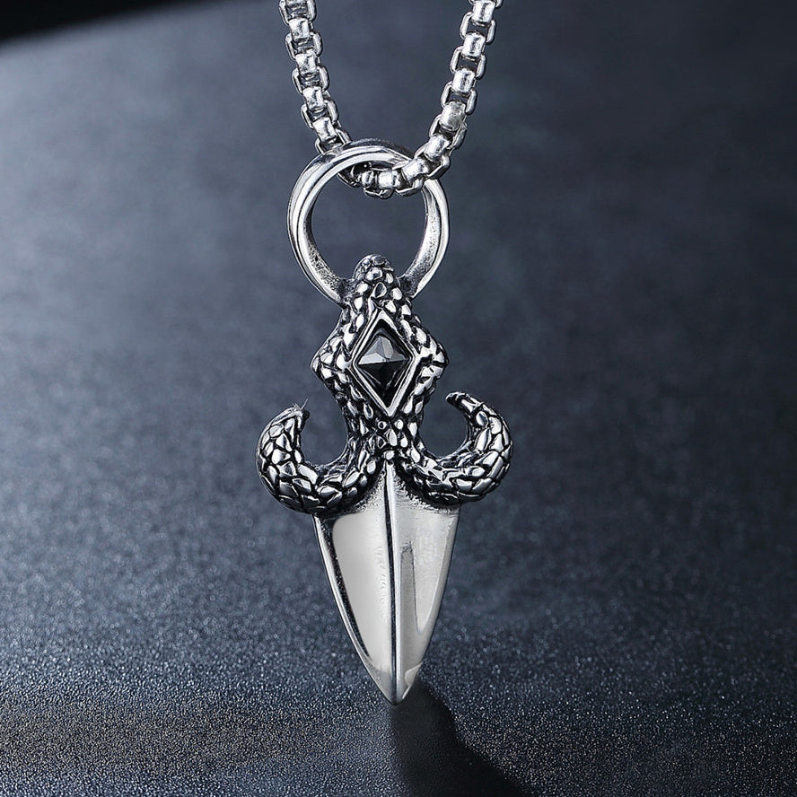 Children Flower Dagger Titanium Steel Pendant for Men