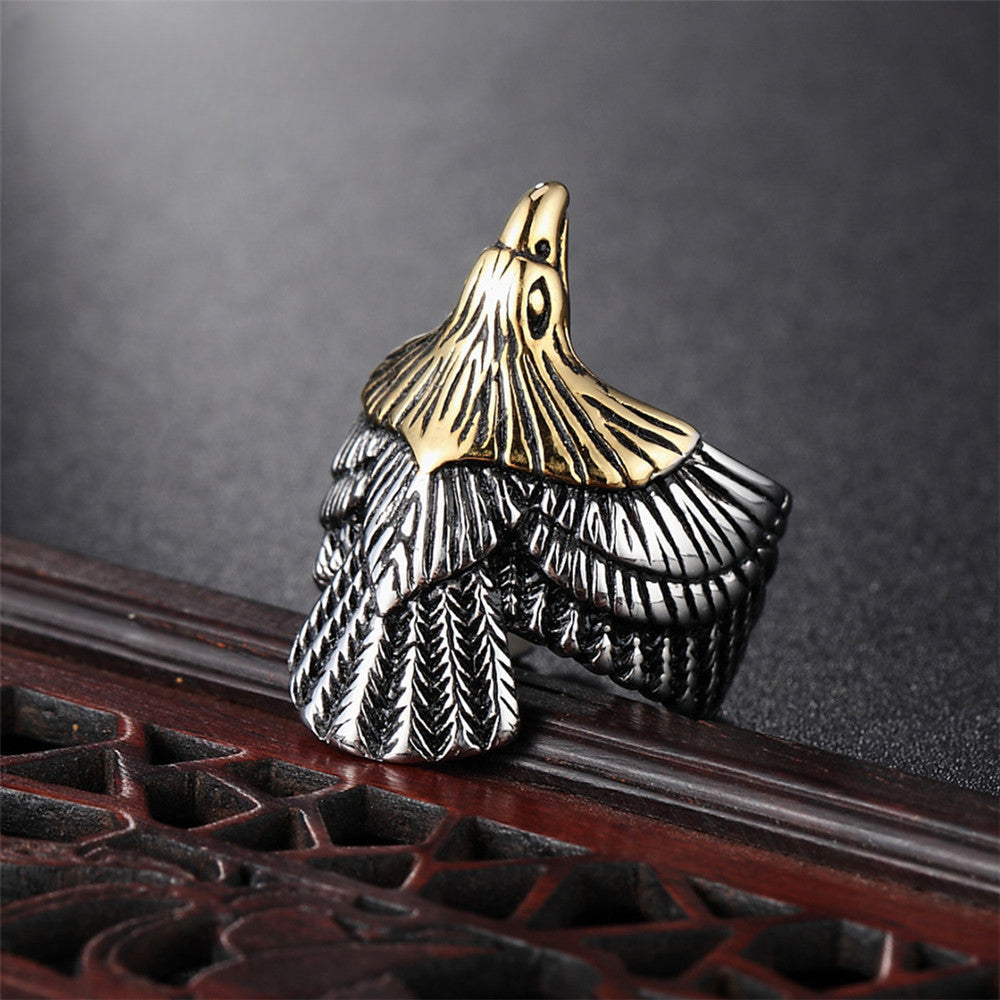 Domineering Flying Eagle Titanium Steel Ring for Men