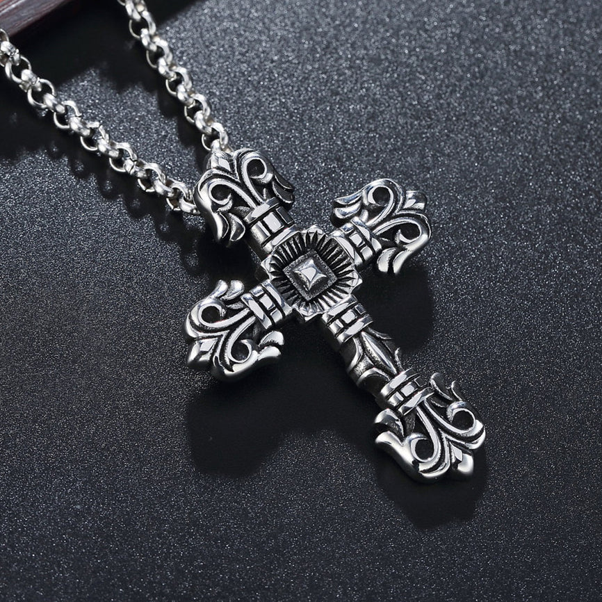 Roman Column Latin Cross Titanium Steel Pendant for Men