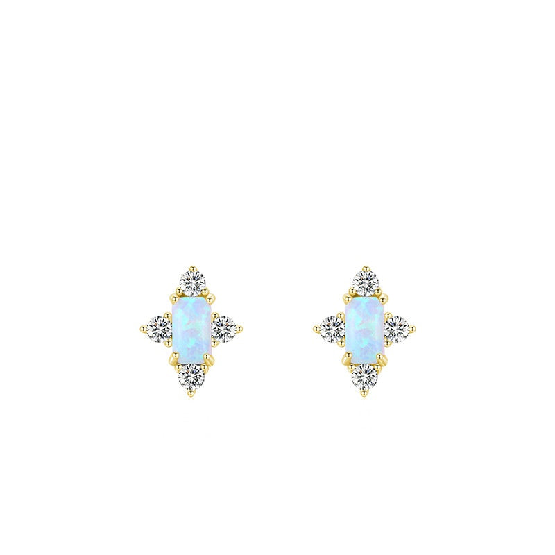 Sweet Opal S925 Silver Stud Earrings