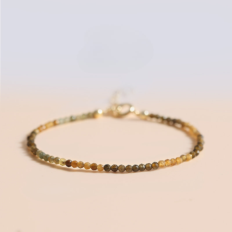 Elegant 2mm Yellow Tourmaline Bracelet with Retro Chinese Design for Best Friend's Birthday Gift