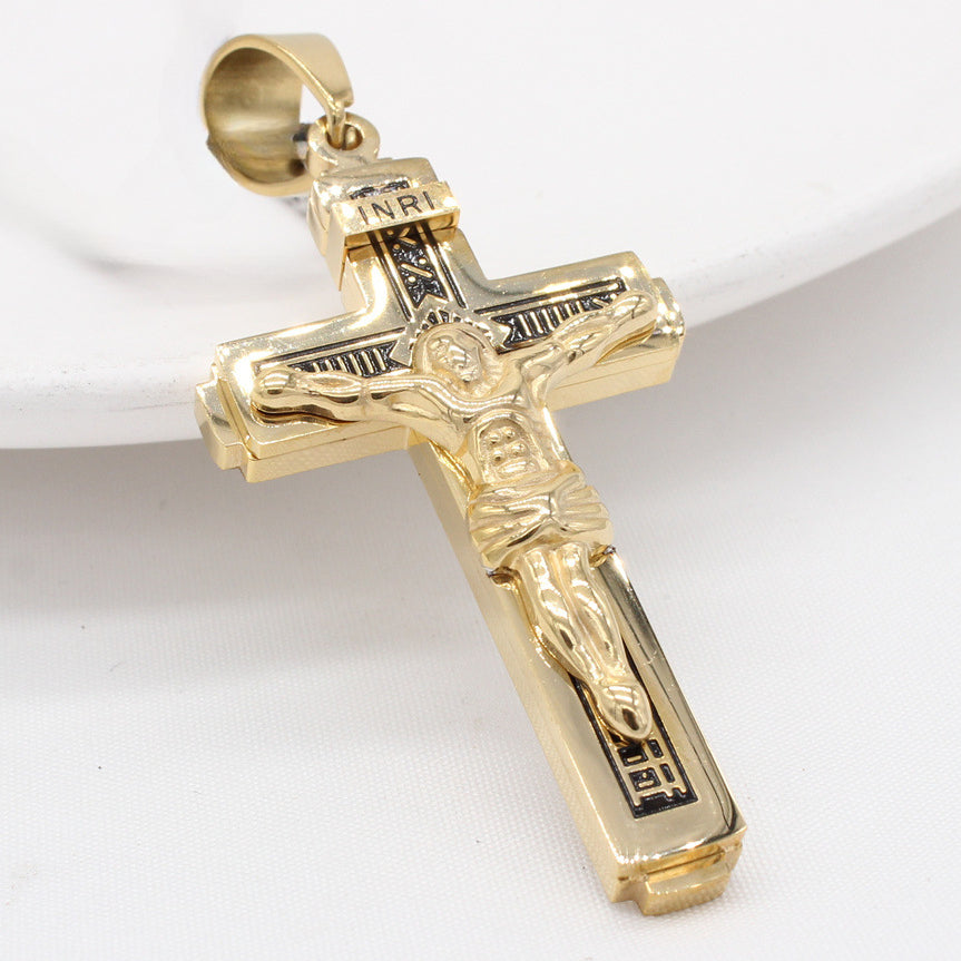 Jesus Crucifix Titanium Steel Pendant for Men