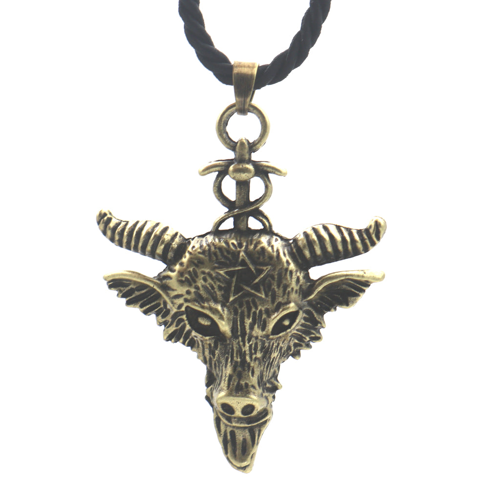 Sabbath Goat Amulet Necklace in Black and Silver Metal - Norse Legacy Collection