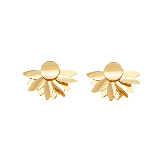 Sophisticated Metal Petal Earrings with European Flair