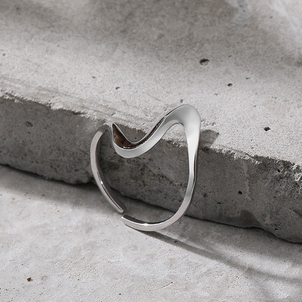 Irregular Wave Opening Sterling Silver Ring