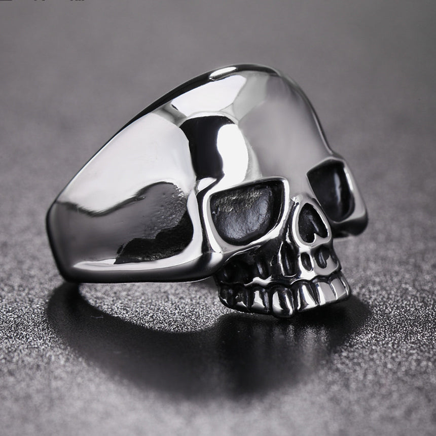 Halloween Punk Style Skull Head Titanium Steel Ring for Men