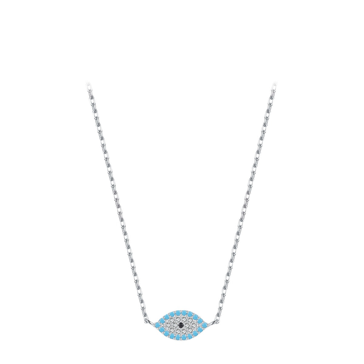 Everyday Genie S925 Sterling Silver Necklace with Turquoise and Zircon Gemstones