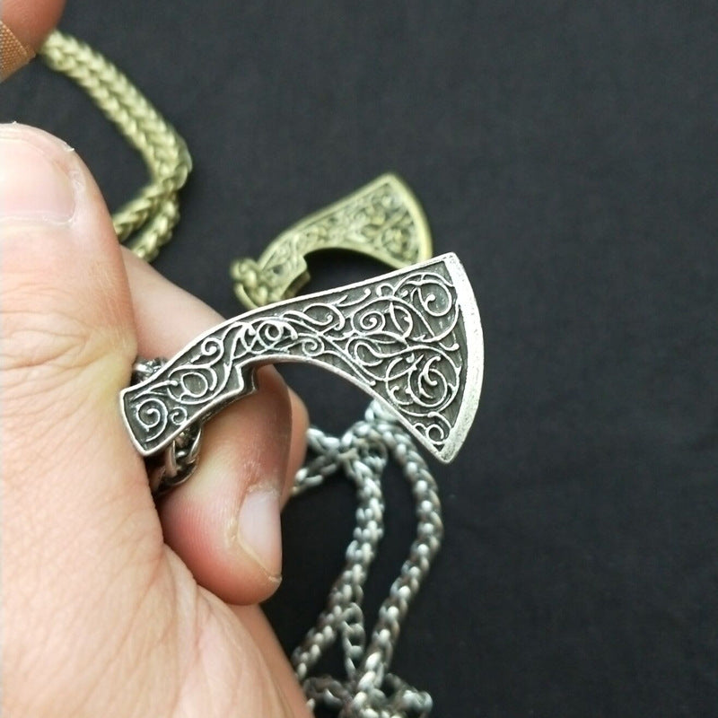 Nordic Viking Warrior Axe Necklace with Slavic Touch - Men's Jewelry Wholesale