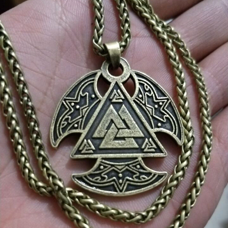 Valknut Triple Axis Viking Pendant Necklace - Scandinavian Norse Legacy Jewelry for Men