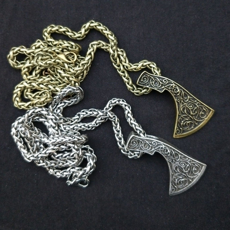 Nordic Viking Warrior Axe Necklace with Slavic Touch - Men's Jewelry Wholesale