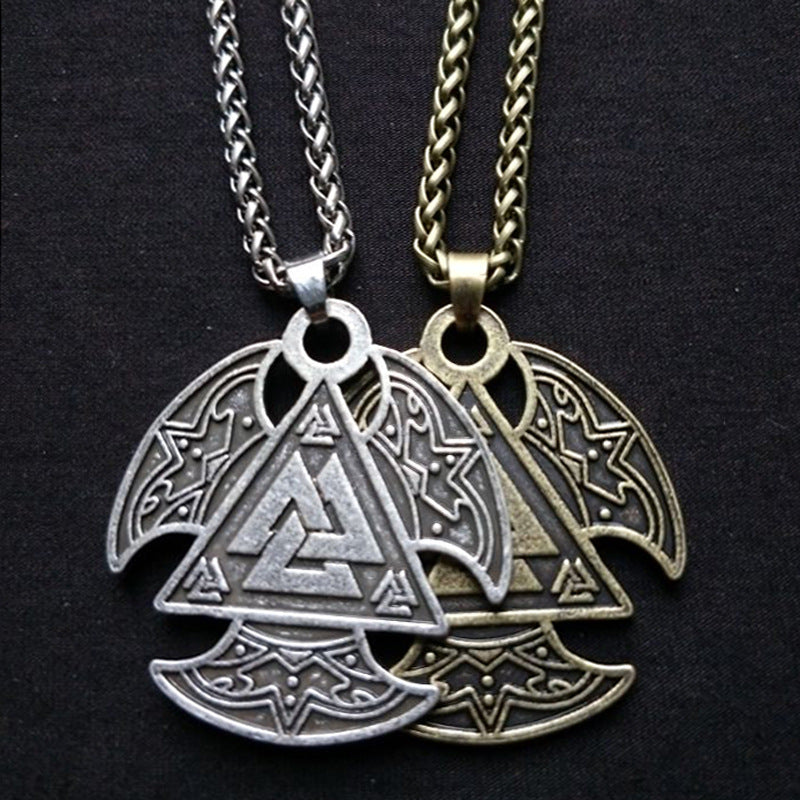 Valknut Triple Axis Viking Pendant Necklace - Scandinavian Norse Legacy Jewelry for Men