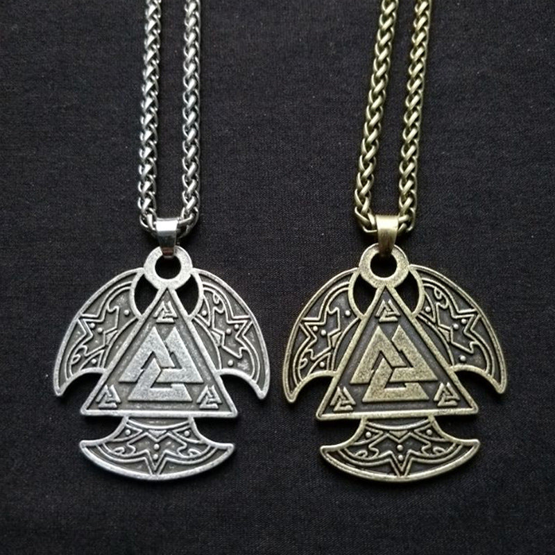 Valknut Triple Axis Viking Pendant Necklace - Scandinavian Norse Legacy Jewelry for Men