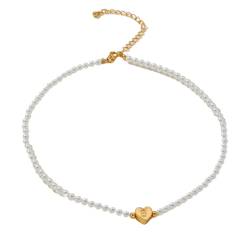 Cold Style Pearl Letter Pendant Clavicle Chain Necklace from Planderful Vienna Verve Collection