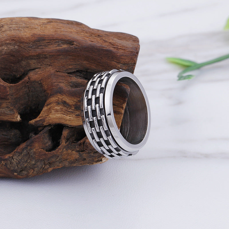 Personalized Retro Punk Titanium Steel Rings for Men - Trendy Woven Jewelry