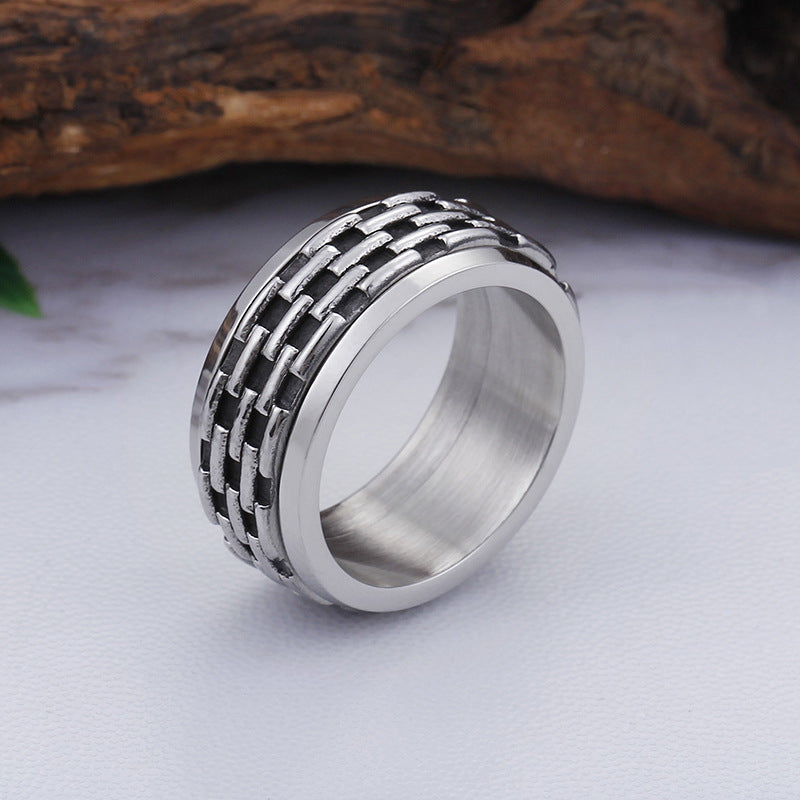 Personalized Retro Punk Titanium Steel Rings for Men - Trendy Woven Jewelry