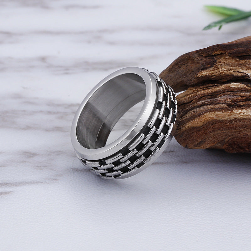 Personalized Retro Punk Titanium Steel Rings for Men - Trendy Woven Jewelry