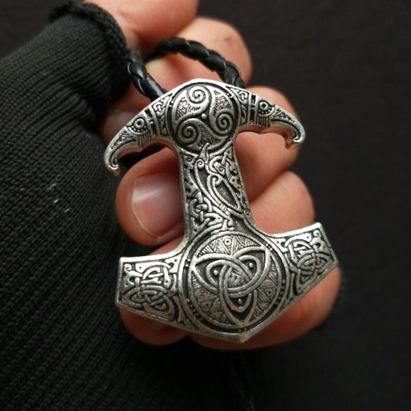 Raven King Necklace: Authentic Norse Men's Jewelry, Hammer of Thor Pendant